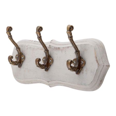 Grey Antique Small Wall Wooden Iron Hooks